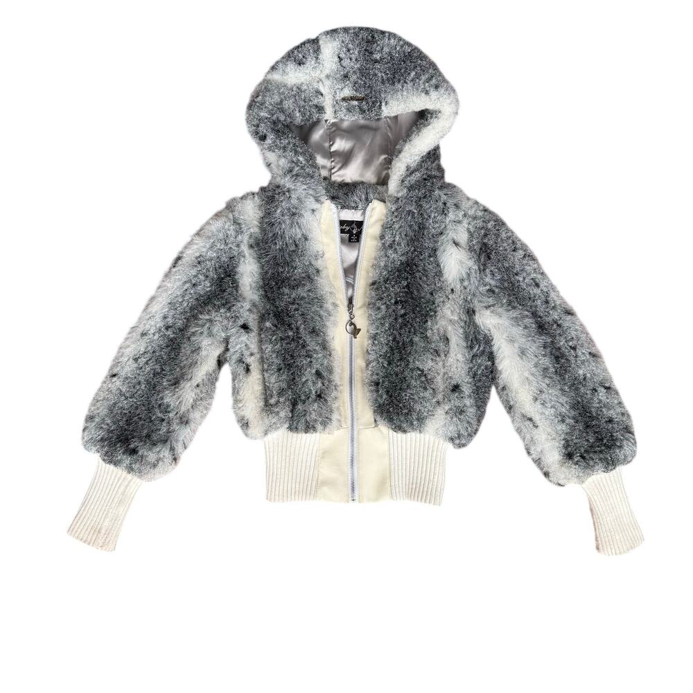 Y2K Baby Phat puffer bomber zip jacket,Sz S,Faux Fur,Cat logo, Satin lining,2000
